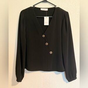 Black Buttoned Women Top